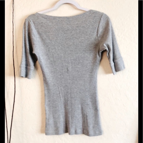 Meringue scoop neck crystal button 3/4 sleeve top - Picture 5 of 12